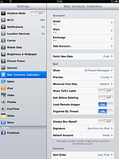 Press the name of the Exchange email account you've just set up.