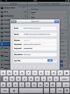 Press the indicator next to Use SSL.Depending on the current setting, security is turned on or off.