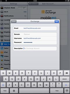 Press Description and key in a name for the email account.