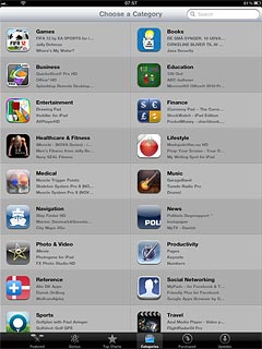 To search by category:Press Categories at the bottom of the display.