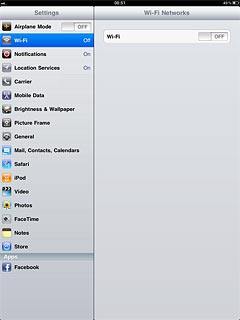 Press the indicator next to Wi-Fi to turn on the function.
