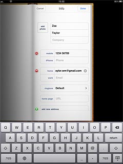 Press the field next to the email address.