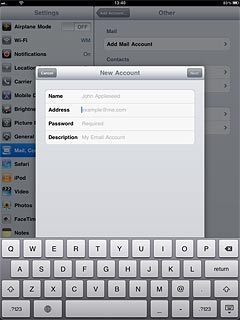 Press Address and key in your email address.