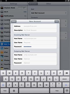Press the field next to User Name below Outgoing Mail Server and key in the username for the outgoing server.Please note that if you're using Vodafone's outgoing server, leave the username field empty.