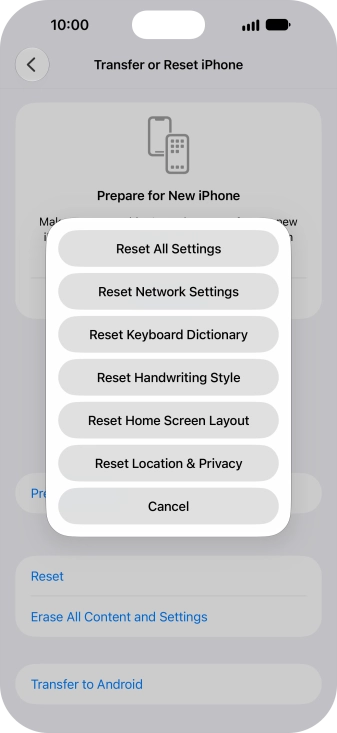 Press Reset All Settings.