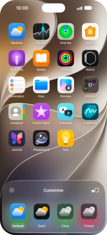 Press the required setting to select the size of app icons on the home screen.
