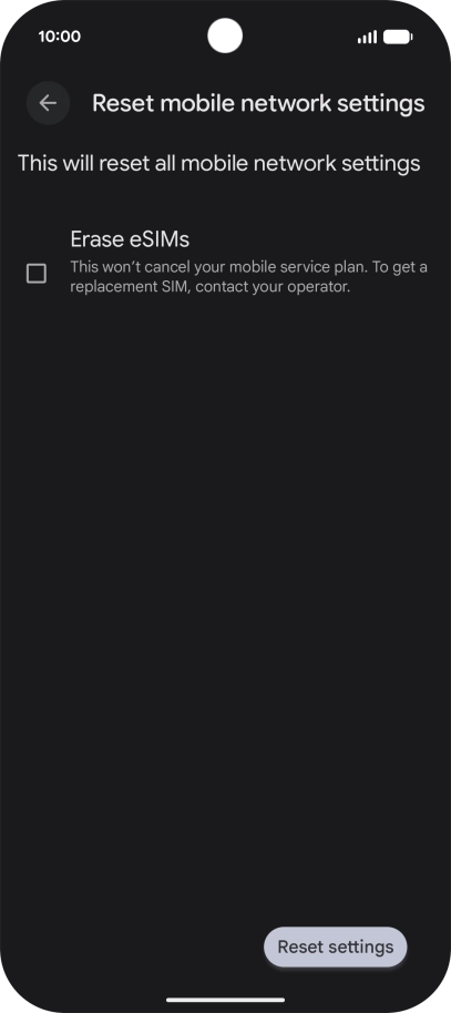 Press Reset settings.