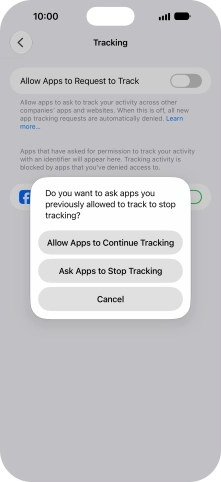 If you turn off the function, press the required setting.