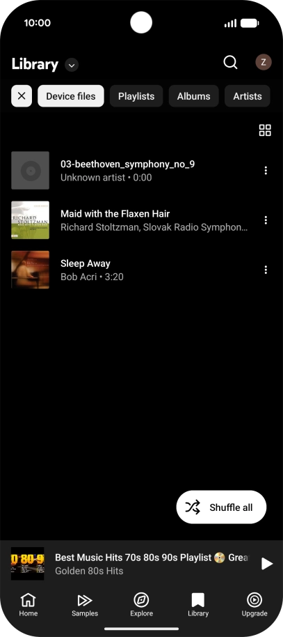Press the required audio file.