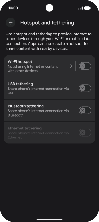Press Wi-Fi hotspot.