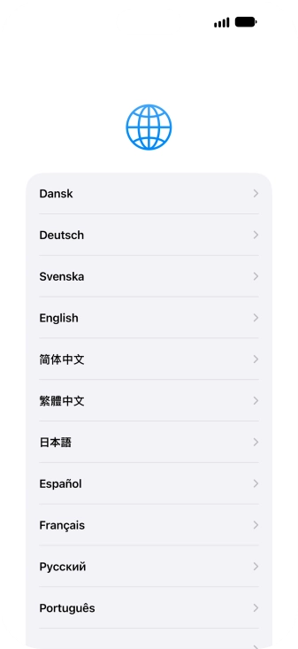 Press the required language. Press the required language.