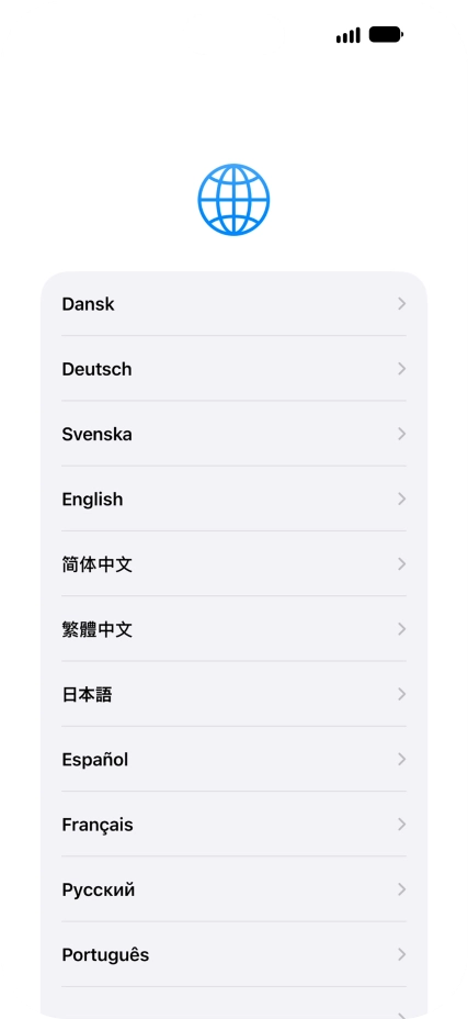 Press the required language. Press the required language.