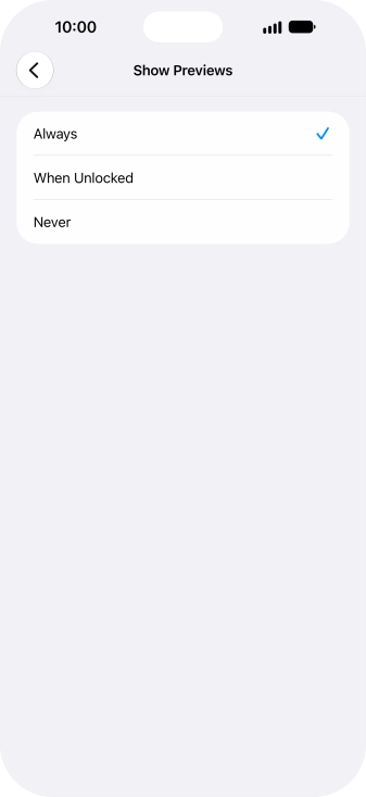 To select notification preview on the lock screen, press Always. To select notification preview on the lock screen, press Always.
