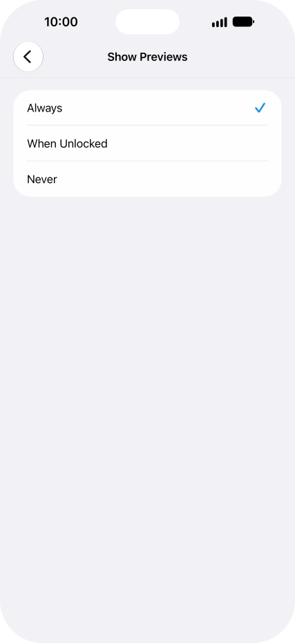 To select notification preview on the lock screen, press Always. To select notification preview on the lock screen, press Always.