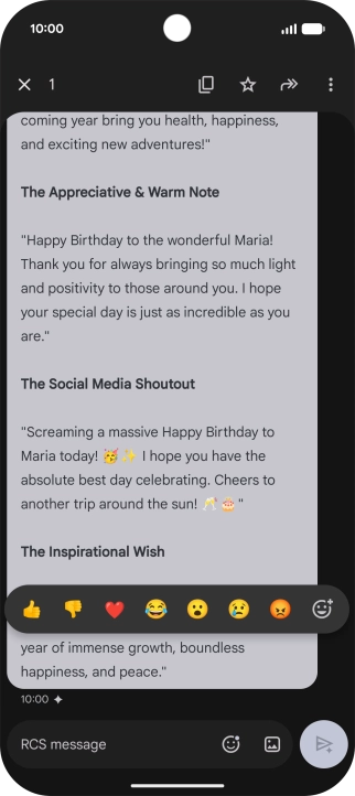 Press and hold the text suggestion from Gemini. Follow the instructions on the screen to use the text suggestion.