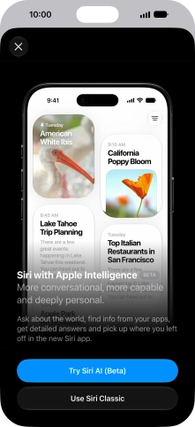 Press Try Siri AI and follow the instructions on the screen to turn on the function.