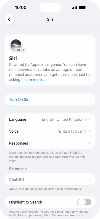 If it's the first time you use Siri AI, press Turn On Siri.