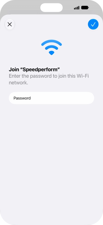 Key in the password for the Wi-Fi network and press the confirm icon. Key in the password for the Wi-Fi network and press the confirm icon.