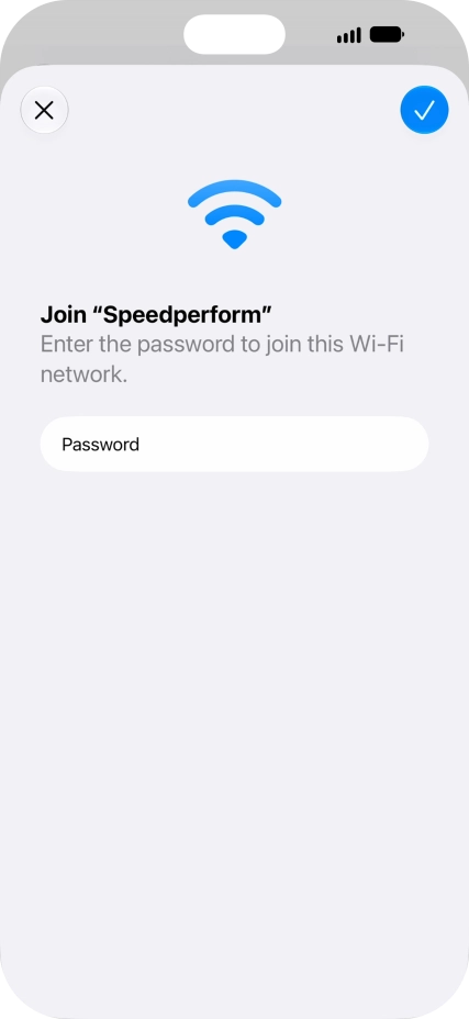 Key in the password for the Wi-Fi network and press the confirm icon. Key in the password for the Wi-Fi network and press the confirm icon.