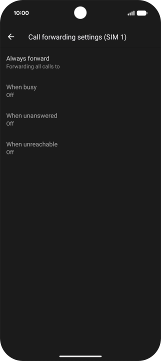 Press the required divert type. Press the required divert type.