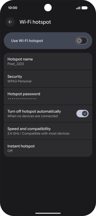 Press Hotspot password and key in the required password.