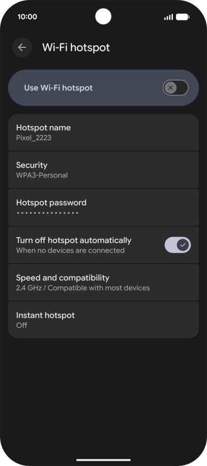 Press Hotspot password and key in the required password.