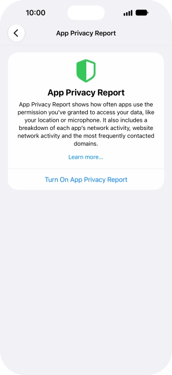 Press Turn On App Privacy Report to turn on the function.