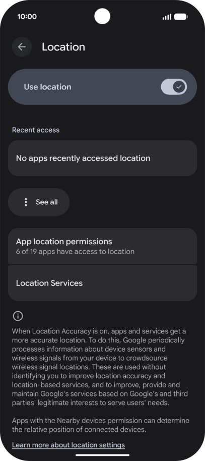 Press App location permissions. Press App location permissions.