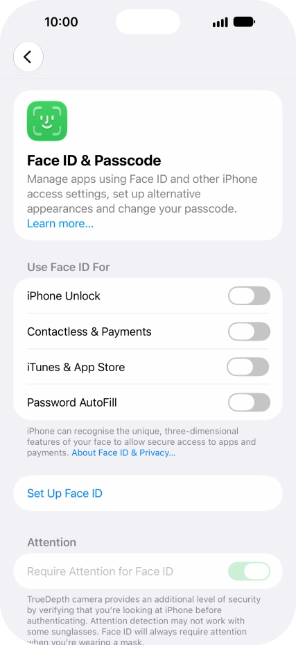 Press Set Up Face ID. Press Set Up Face ID.