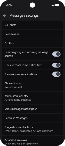 Press Gemini in Messages.