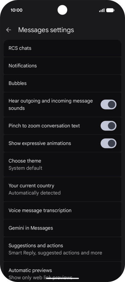 Press Gemini in Messages.