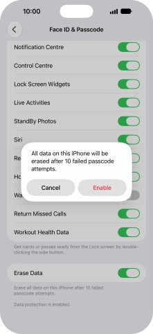If you turn on the function, press Enable. If you turn on the function, press Enable.