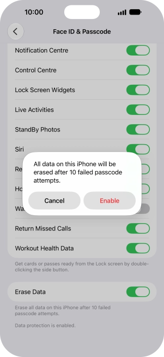 If you turn on the function, press Enable. If you turn on the function, press Enable.