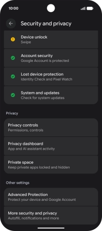 Press Lost device protection. Press Lost device protection.