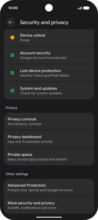 Press Lost device protection. Press Lost device protection.