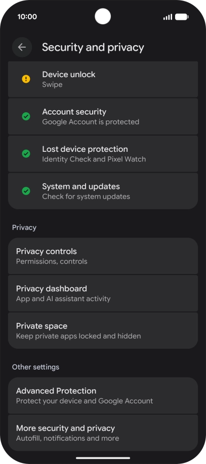 Press Lost device protection. Press Lost device protection.