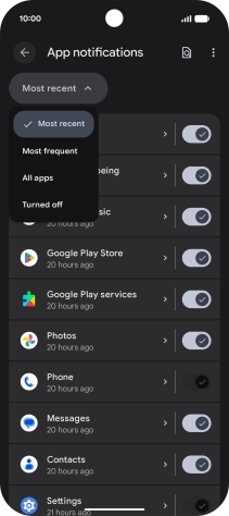 Press the required setting. Press the required setting.