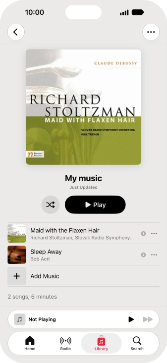 Go to the required category or playlist and press the required audio file.