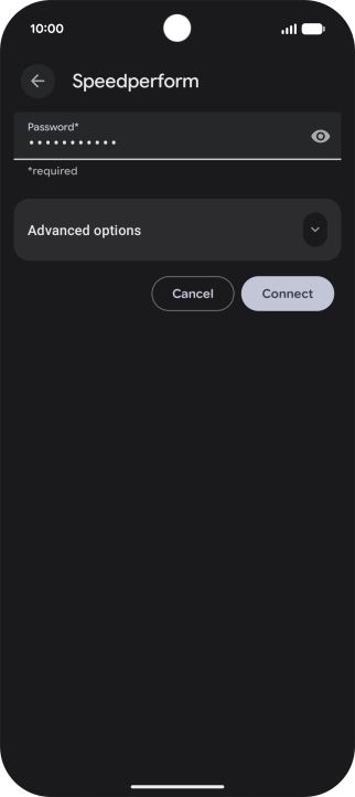 Key in the password for the Wi-Fi network and press Connect.