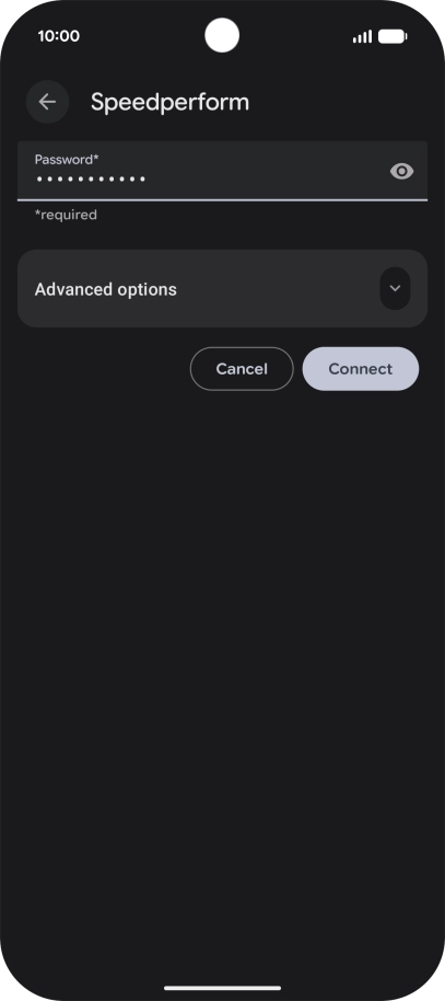 Key in the password for the Wi-Fi network and press Connect.