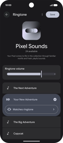 Once you've found a ring tone you like, press Save.