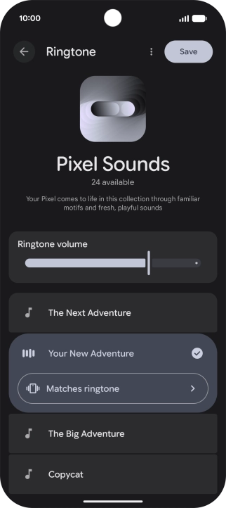 Once you've found a ring tone you like, press Save.
