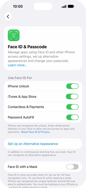 Press the indicators next to the required settings to turn them on or off. Press the indicators next to the required settings to turn them on or off.