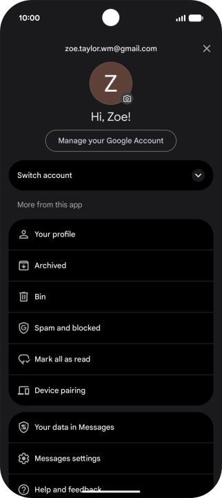 Press Messages settings.
