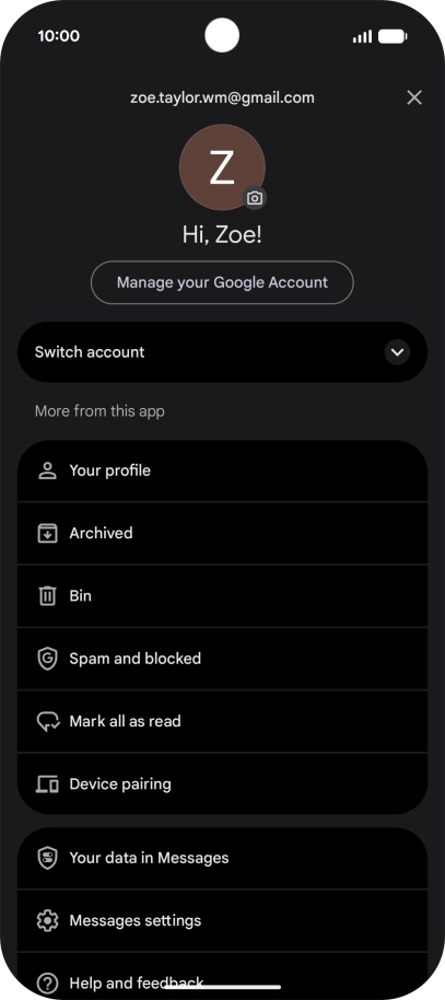 Press Messages settings.