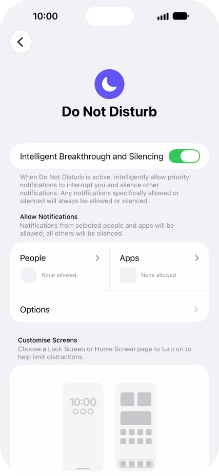 Press People and follow the instructions on the screen to select which contacts you would like to receive calls and notifications from when Do Not Disturb is turned on.