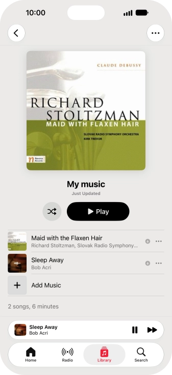 Press the song title.