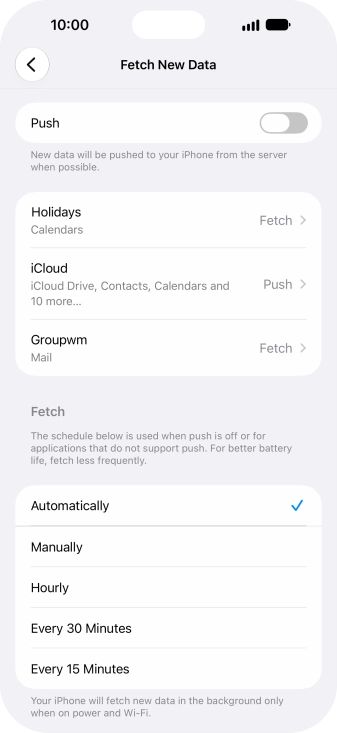 If you turn off the function, press the required setting.