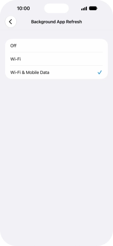 To turn off background refresh of apps, press Off.