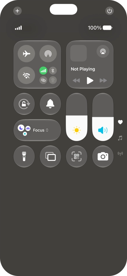 Press the flight mode icon to turn the function on or off. Press the flight mode icon to turn the function on or off.